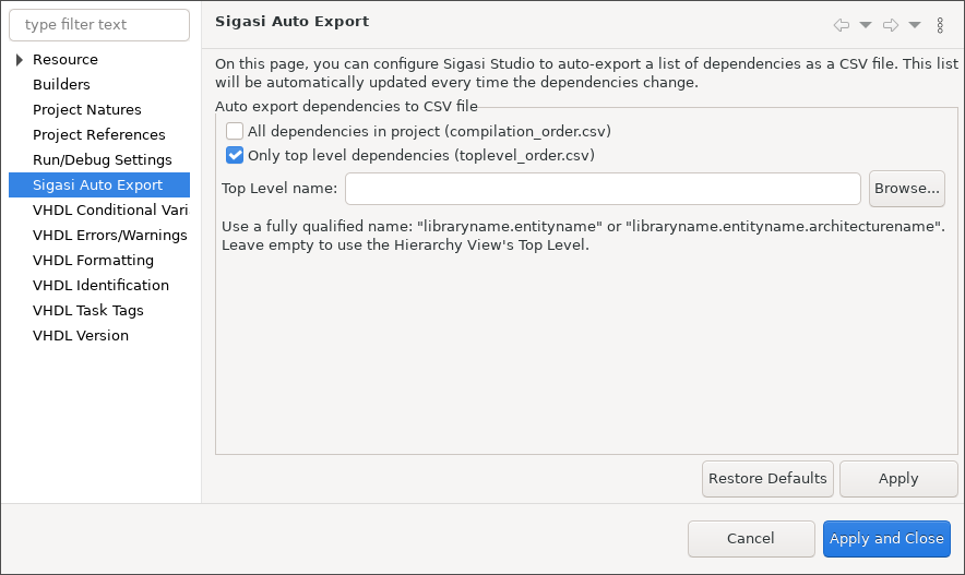 Auto export CSV file with dependencies