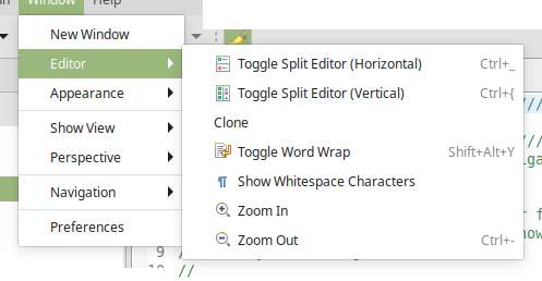 Editor Menu