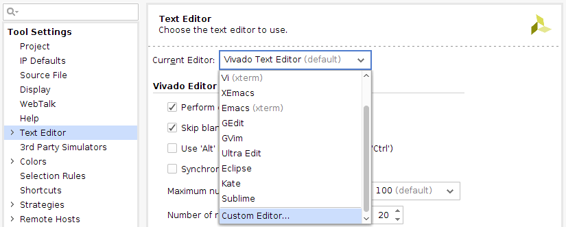 Configuring Sigasi Visual HDL as default editor in AMD/Xilinx Vivado