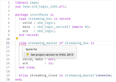 a screenshot of VHDL 2019 Mode Views in SVH