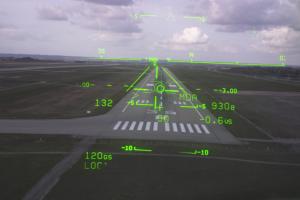 Head-Up Display of a commercial airplane landing