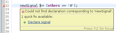 declare signal quickfix