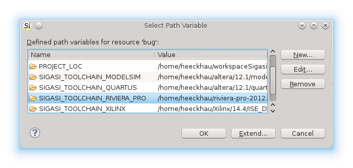 Path variables for toolchains and environment variables