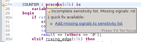 Quick Fix Incomplete Sensitivity List