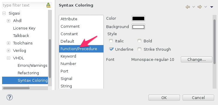 Semantic highlighting for subprograms