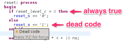 Detect dead code blocks in if statements