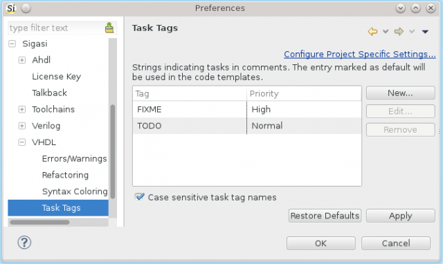 Configurable Task Tags in comments