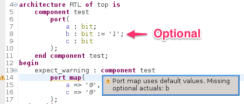 Warn about missing optional associations