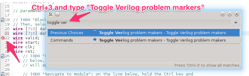 Toggle Verilog Markers