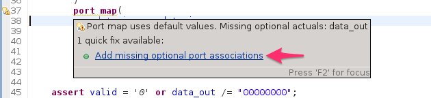 Quickfix missing associations in generic and port maps