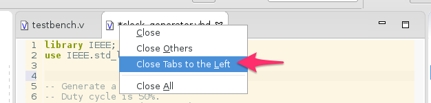 Close tabs