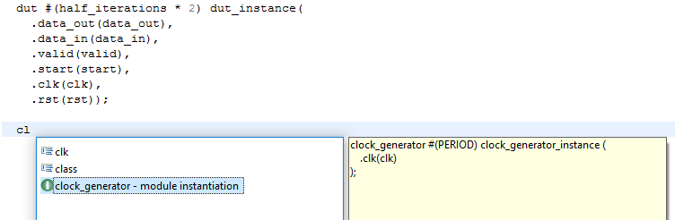 Autocomplete Module Instantiations