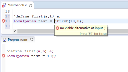 Show errors in the Preprocessor View