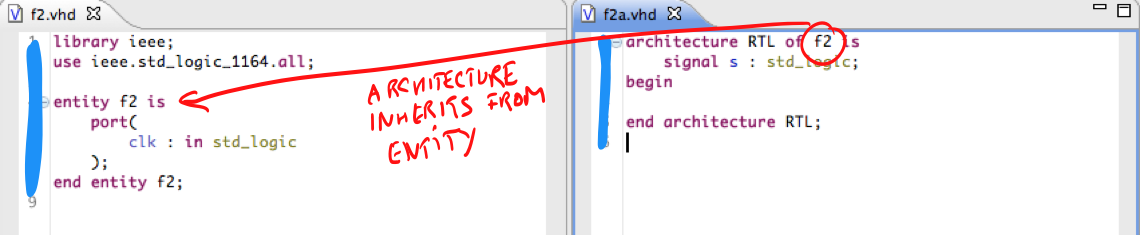 Entity and architecture in two files