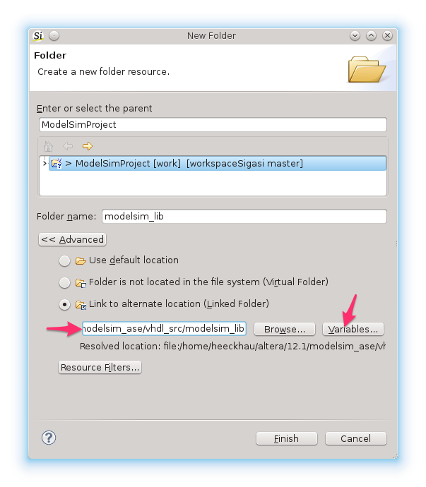 Use a path variable to specify the location of a linked folder