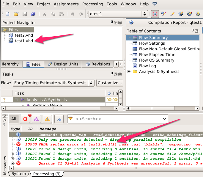 Open a VHDL from Quartus