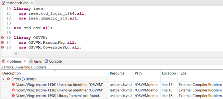 Error: OSVVM library is missing in external compiler