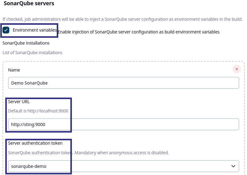 Main SonarQube setup in Jenkins