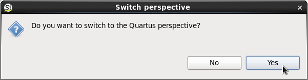 Switch to Quartus perspective