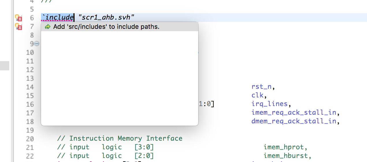 Use the Quick Fix to configure the include path